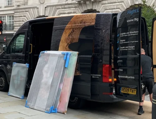 How can logistics companies help support artists and galleries to prepare for art fairs and exhibitions in the UK